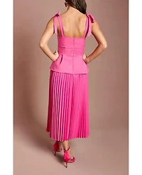 Coast Women's Bow Shoulder Peplum Midi Dress
