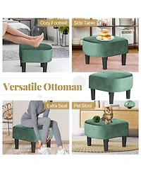 Slickblue Teddy Velvet Club Chair with Ottoman and Footrest, Soft Upholstered Barrel Design