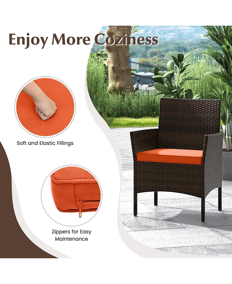 Sugift 4 Piece Patio Rattan Conversation Set with Seat Cushions