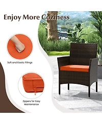 Sugift 4 Piece Patio Rattan Conversation Set with Seat Cushions