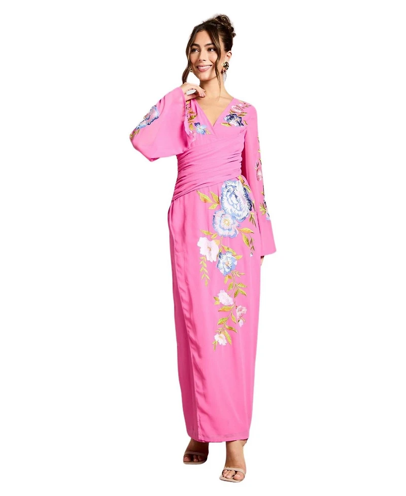 Coast Women's Embroidered V-Neck Wrap Dress