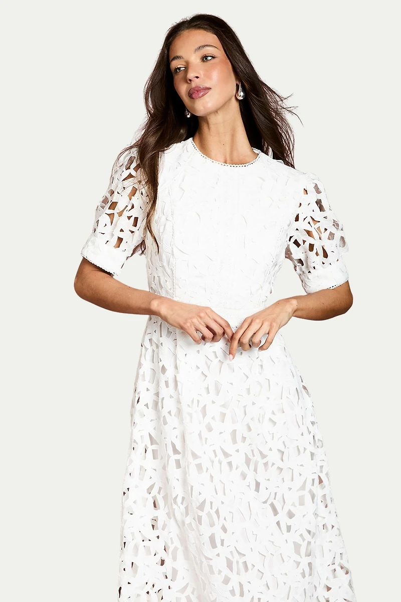 Coast Women's Short Sleeve Lace Midi Dress