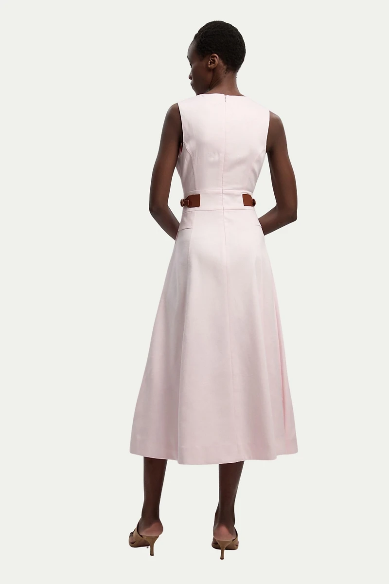 Karen Millen Women's Tailored Linen Full Midi Dress