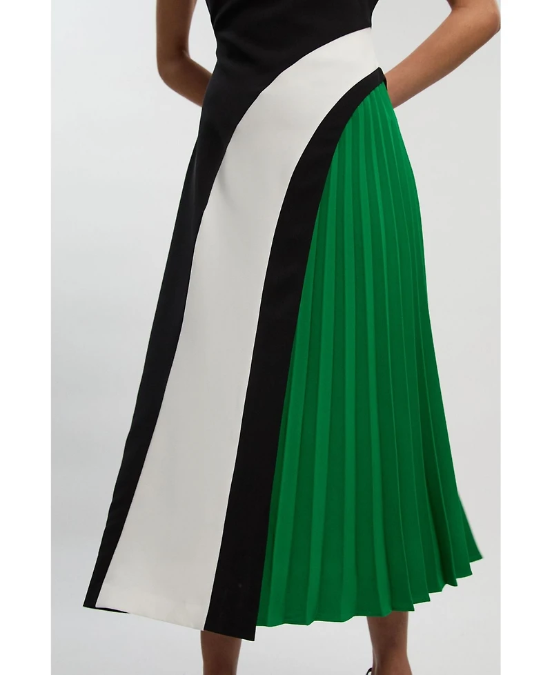 Karen Millen Women's Block Pleated Midi Dress