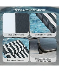 Outsunny Folding Chaise Lounge ning Chair w/ Adjustable Back