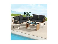 Slickblue Patio Rattan 2-Seater Chair with Back Cushions & Metal Frame