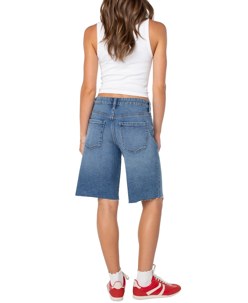 Celebrity Pink Women's High-Rise Raw-Hem Bermuda Shorts