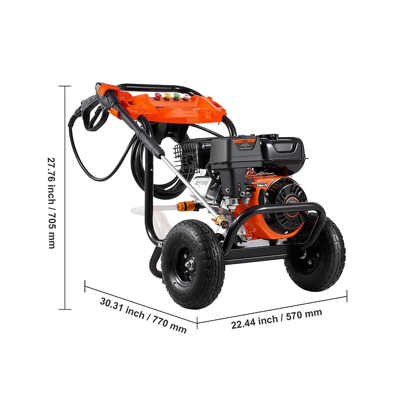 Sugift 3500 Psi 2.6 Gpm Gas Pressure Washer with 5 Nozzle Set for Cars
