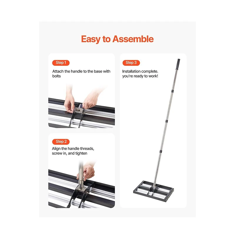 Sugift Lawn Leveling Rake with Roller 17 x 10 inch Adjustable Handle
