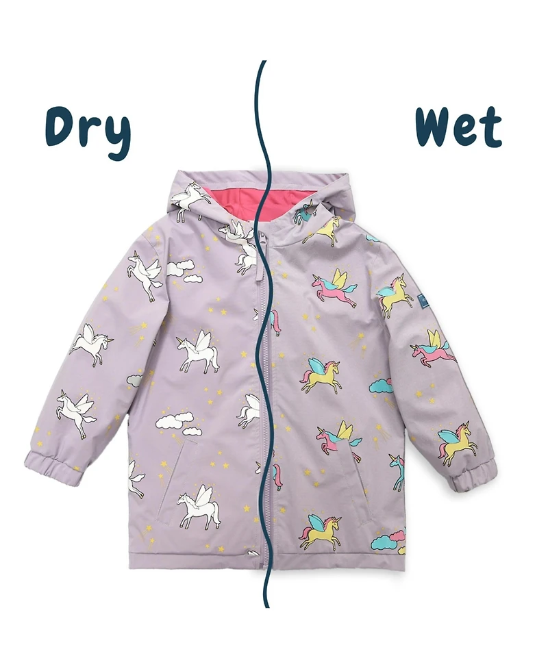 Holly and Beau Girls Color Changing Hooded Raincoat