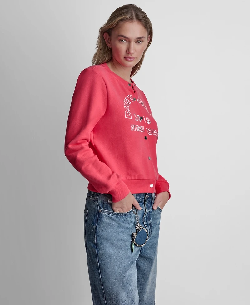 Dkny Jeans Women's Long-Sleeve Button-Front Cotton Shrunken Jacket