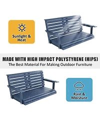 Mega Casa 2-Seat Poly Lumber Hips Porch Swing with Foldable Cup Holders and Curved Deep Seat for Outdoor Garden