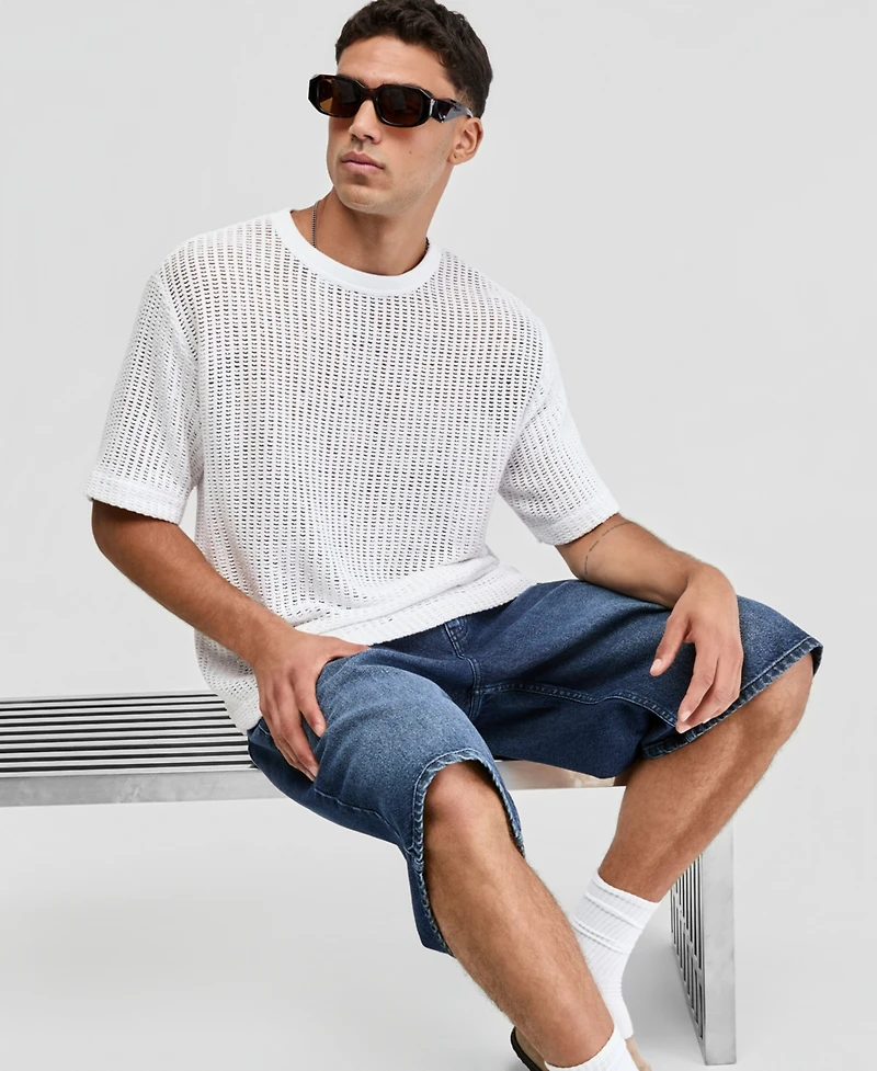 Mode of One Men's Relaxed-Fit Mesh T-Shirt, Macy's Exclusive