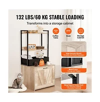 Sugift Cat Litter Box Enclosure Hidden Litter Box Furniture with 2 Storage Shelves and 2 Baskets