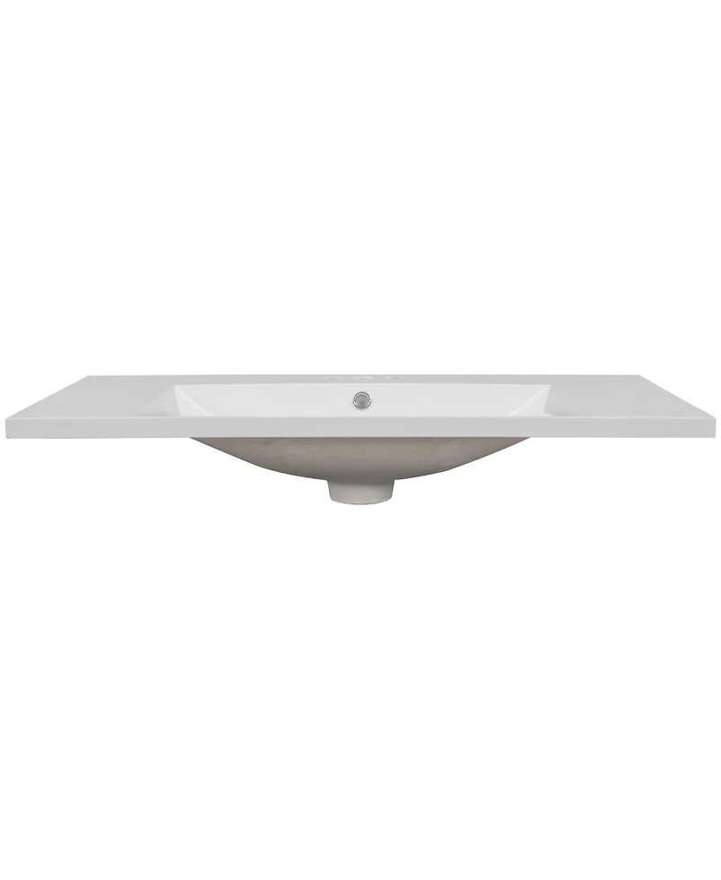 Sillysis Rectangular Ceramic Vanity Top with Sink, 3 Faucet Holes, Easy Maintenance, Inches Bathroom Countertop