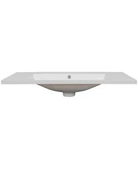 Sillysis Rectangular Ceramic Vanity Top with Sink, 3 Faucet Holes, Easy Maintenance, Inches Bathroom Countertop