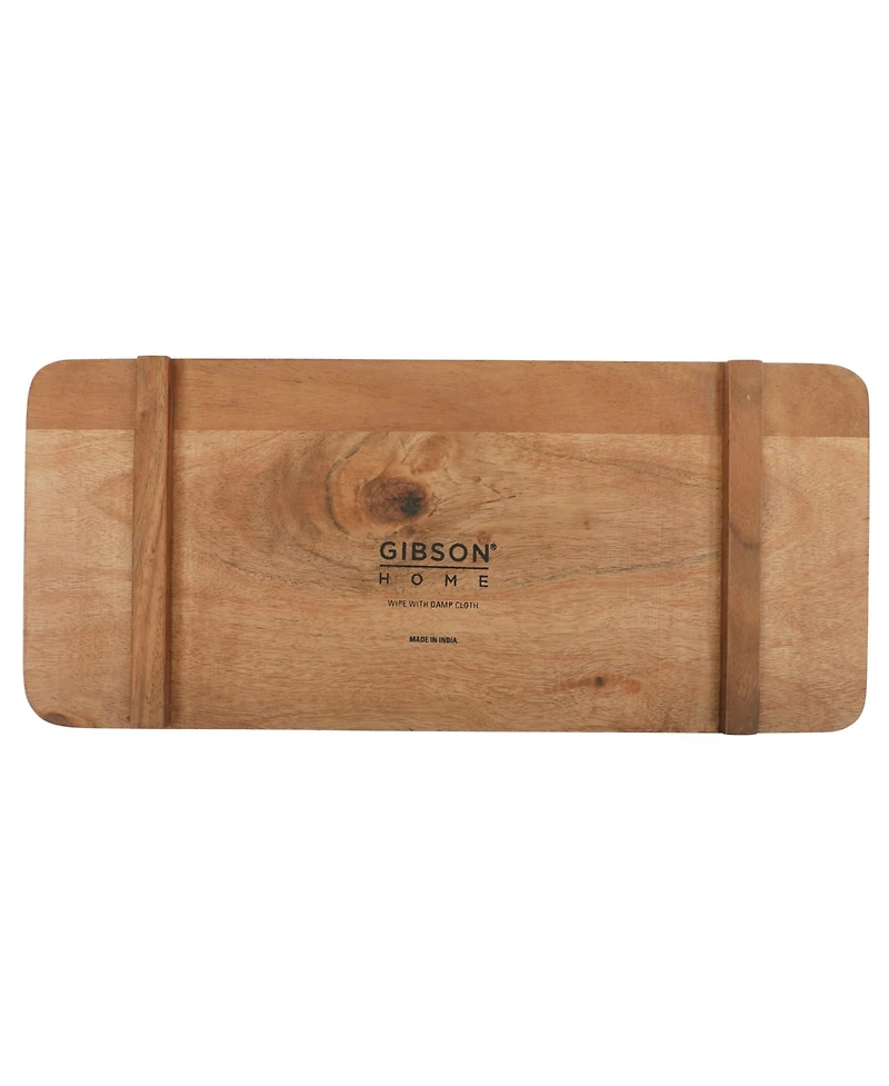Gibson Home Gracious Dining 2-Tier Wooden Serving Tray with Metal Frame - Acacia Wood
