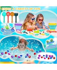 Gnuadz 19PCS Beach Sand Toys Collapsible Bucket Sifter Shovel Castle Molds Mesh Bag