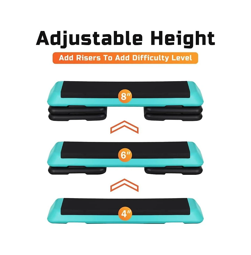 Zeny Exercise Aerobic Step Platform, Adjustable Fitness Stepper with 4 Stackable Risers
