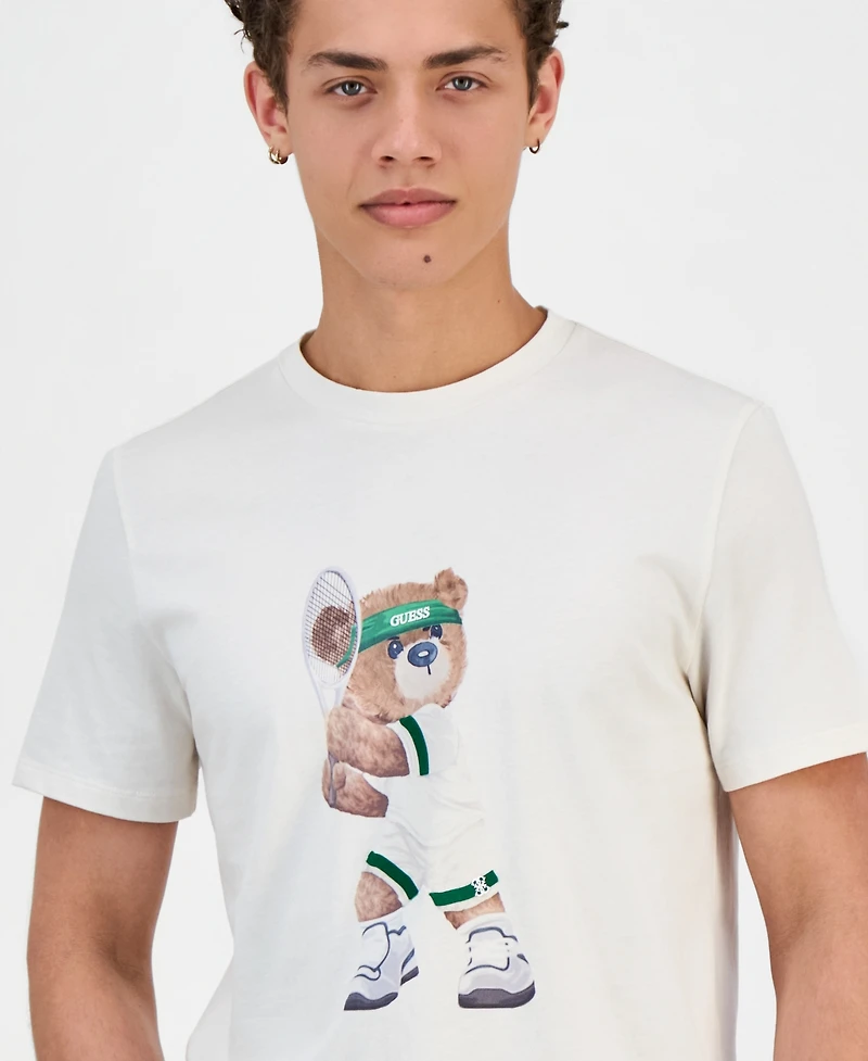 Guess Men's Berry Tennis Bear Graphic T-Shirt