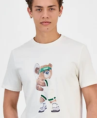 Guess Men's Berry Tennis Bear Graphic T-Shirt