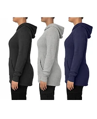 Blue Ice Women's Womeen's Loose Fit Waffle Knit Thermal Pullover Hoodie -3 Pack