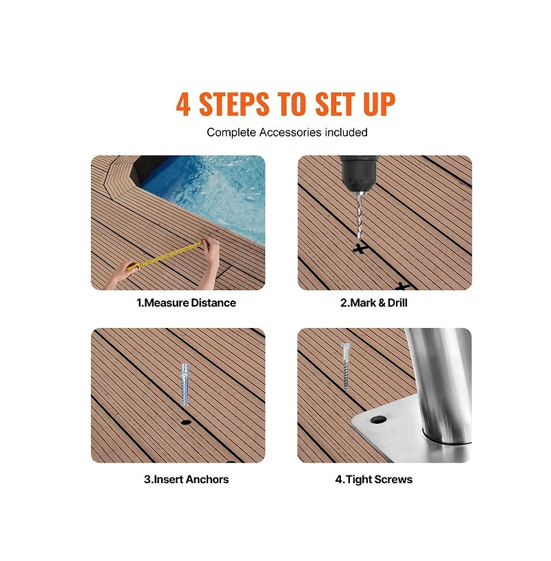 Sugift Pool Handrail 2 Pack 55 x 32 in Stainless Steel Grab Bar for Spas