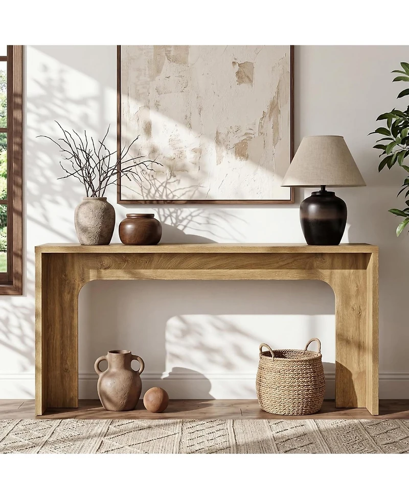 Tribesigns 63" Narrow Console Table, Modern Minimalist Wood Entryway Table, Long Console Behind the Couch