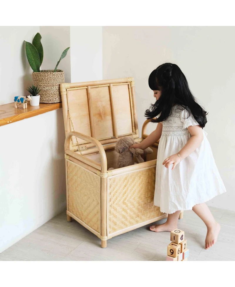 Momiji Mia Handcrafted Rattan Storage Trunk and Bench Seating with cushion