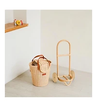 Momiji Eric Handcrafted Rattan Shopping Trolley with detachable Tote Bag and Wooden Wheels - Wicker