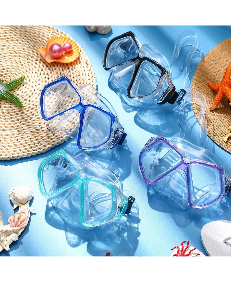 Gnuadz 4pc Adult Diving Mask Tempered Glass Snorkel Gear