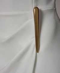 Donna Karan New York Women's Square Neck Sheath Sleeveless Hardware Midi Dress