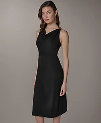 Donna Karan New York Women's Halter Cowl Neck Sheath Sleeveless Midi Dress
