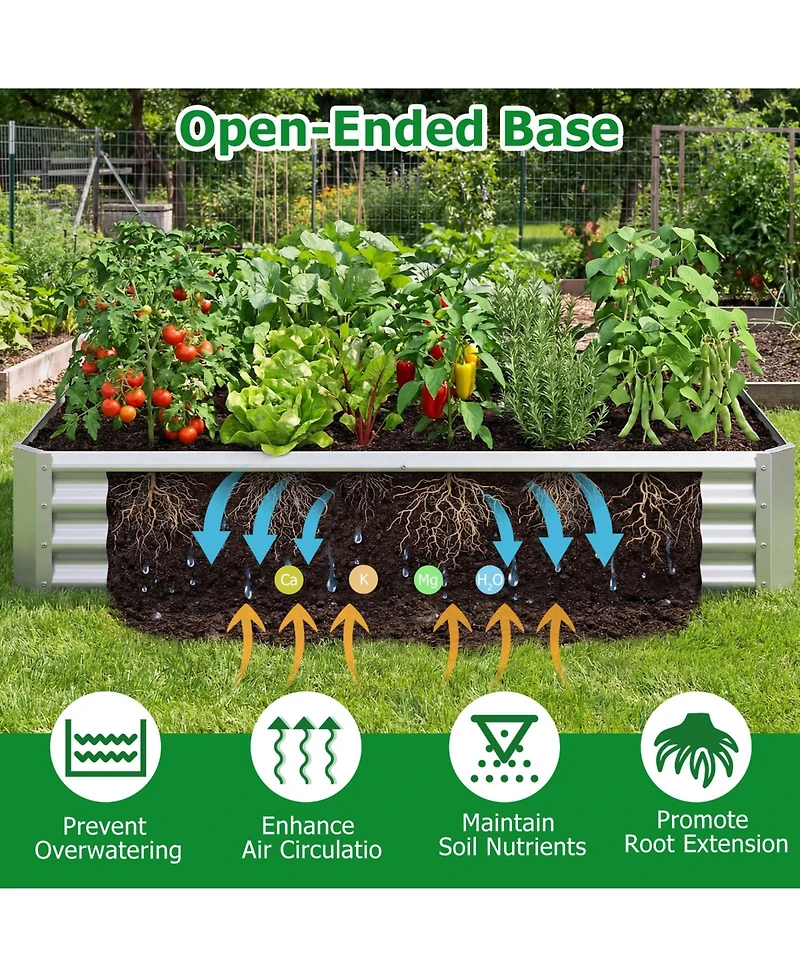 Gymax Galvanized Raised Garden Bed Rectangular Galvanized Metal Planter Box