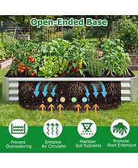 Gymax Galvanized Raised Garden Bed Rectangular Galvanized Metal Planter Box