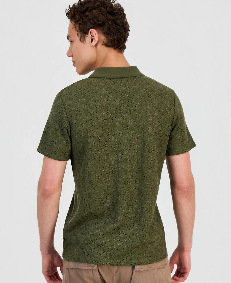 Guess Men's Logan Short Sleeve Knit Polo Shirt