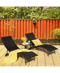 Gymax 2PCS Outdoor Patio Foldable Chaise Lounge Set w/ 5-Position Adjustable Backrest