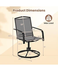 Sugift Set of 2 Outdoor Swivel Patio Chairs with High Back and Breathable Seat