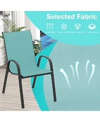 Sugift Set of 4 Stackable Outdoor Patio Dining Chairs with Mesh Fabric