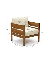 LuxenHome Outdoor Armchair, Acacia Wood Frame with 5.9" Thick Cushions