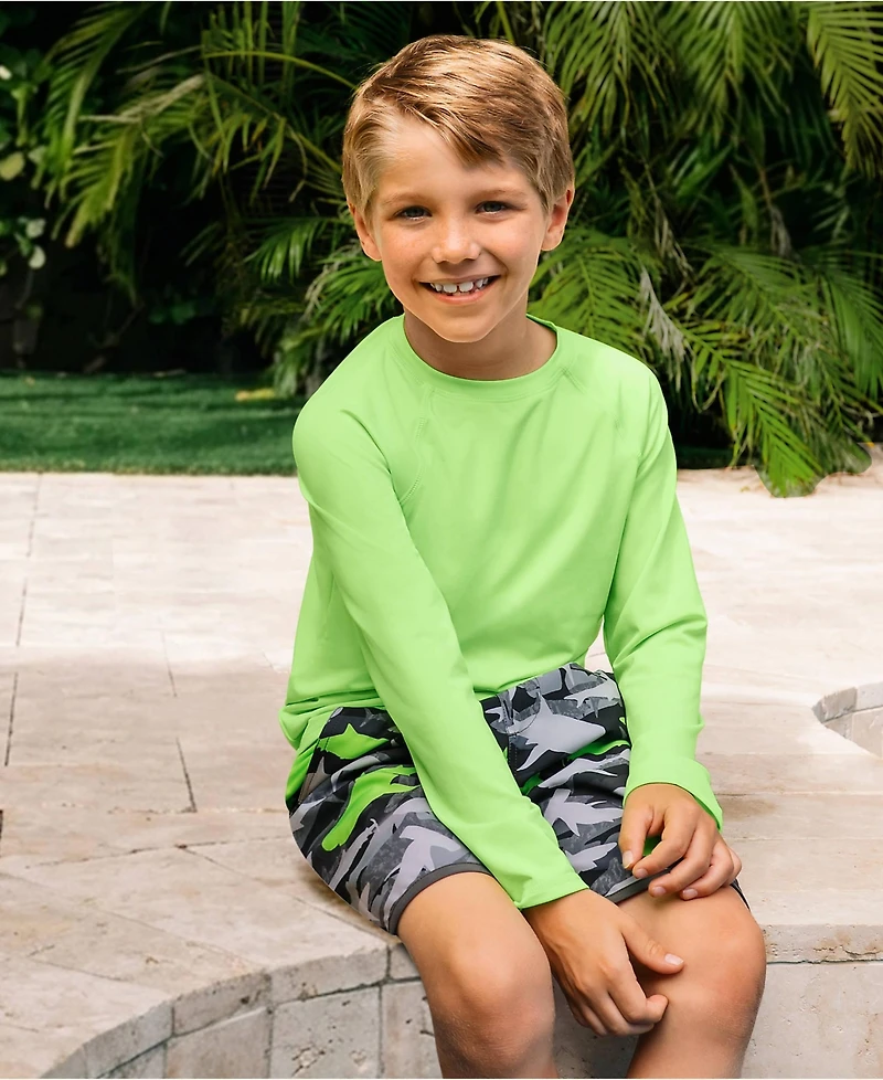 Lands' End Boys Sunshade Upf 50 Chlorine Resistant Long Sleeve Crew Neck Rash Guard