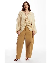 June & Vie Women's Barrel Leg Cargo Pant