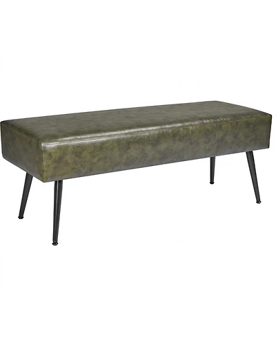 Sugift Leather Bedroom Bench 43 Inch Pu Upholstered Shoe Storage Entryway