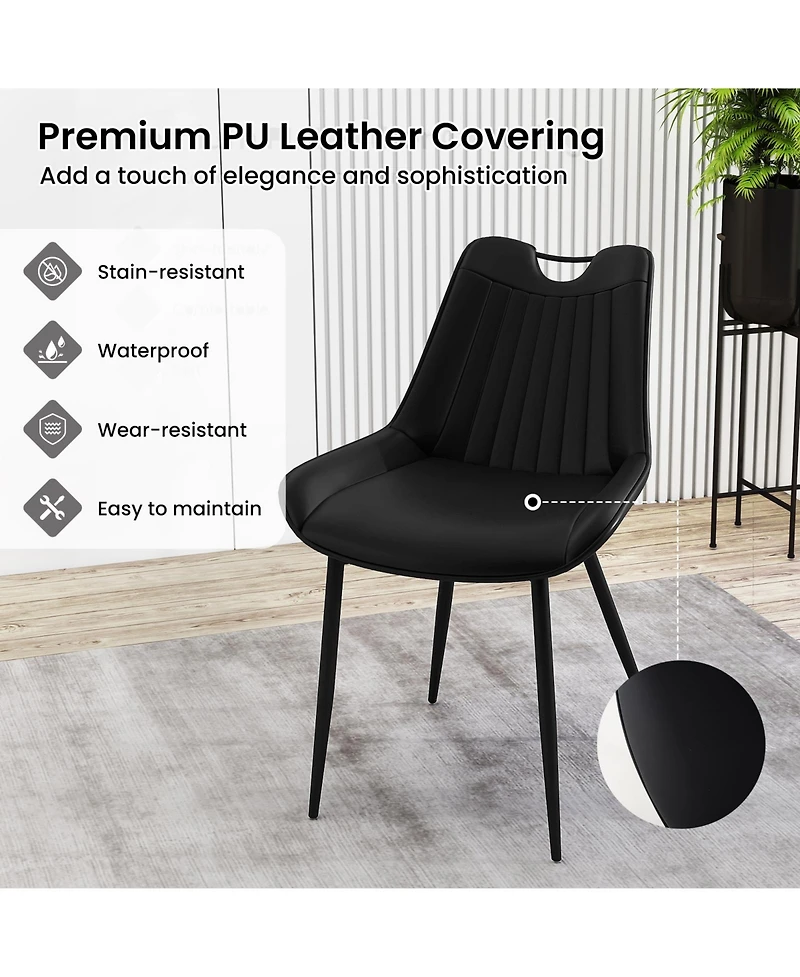 Slickblue Set of 4 Upholstered Kitchen Chairs with Metal Legs