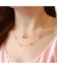 The Lovery Alternating Open Clover Necklace 14K Gold-Plated Sterling Silver