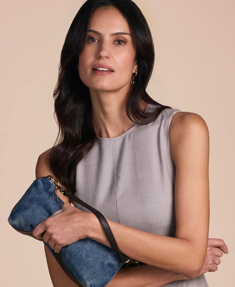 Patricia Nash Kolena Stonewashed Denim Hobo Crossbody Handbag