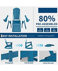 gaomon Adirondack Outdoor Rocking Chairs for Porch, Folding Adirondack Rocker Chair With Two Cup Holders
