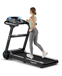 Black Folding Treadmill with Built In Bluetooth Speaker