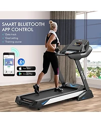 Treadmill with App and Auto Incline for Home Black