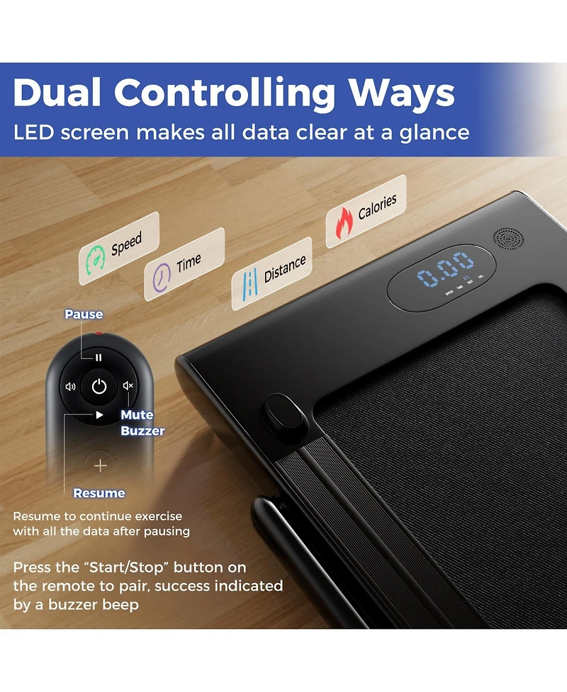 Folding Treadmill 3 in 1 App Remote Control Speakers Black